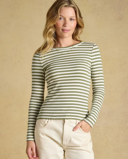 Joules Sophie Long Sleeve Ribbed T-Shirt - Khaki Green