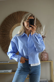 Ina Pinstripe Double Layer Shirt - Blue