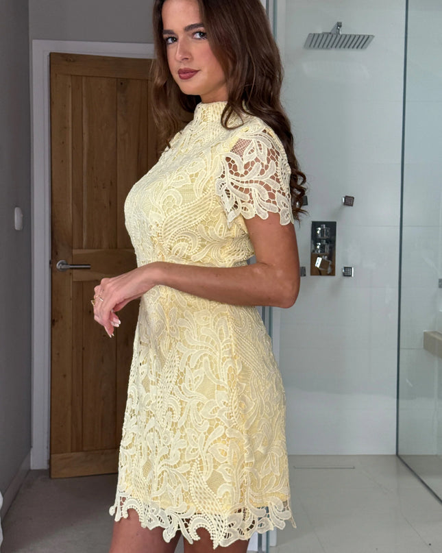 Maryam Lace Mini Dress - Yellow