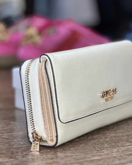 Guess Brooke Large Clutch Purse - Off White