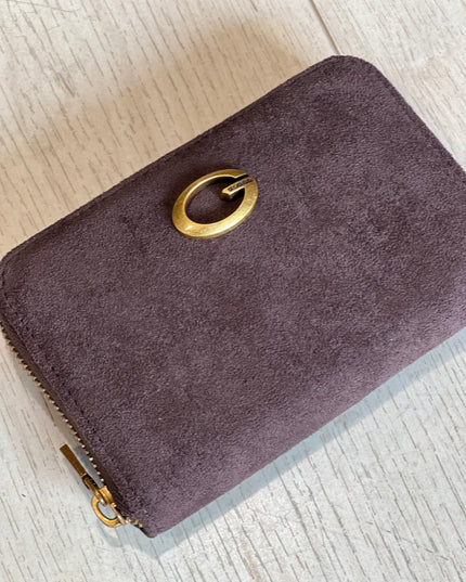Guess Suede Camden Medium Zip Around Purse - Espresso
