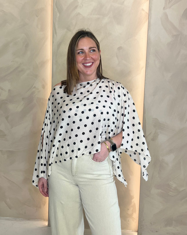 Polka Dot Multi Way Top - White