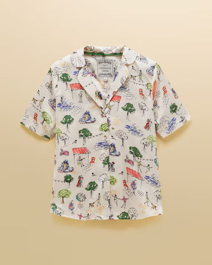 Natalia Scene Short Satin Pyjama Set - Cream