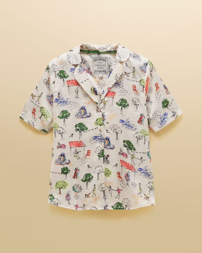 Natalia Scene Short Satin Pyjama Set - Cream