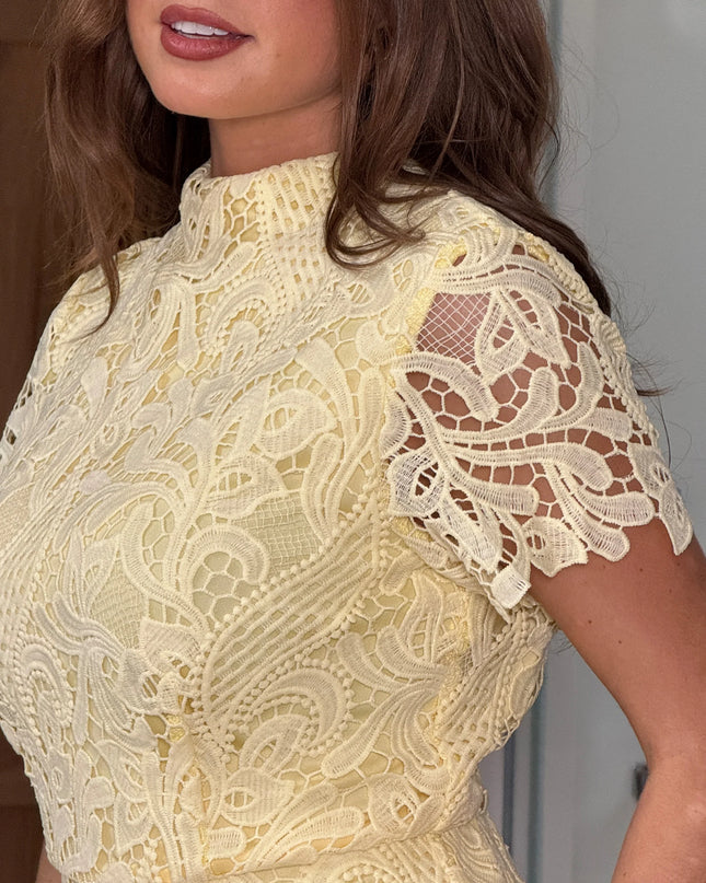 Maryam Lace Mini Dress - Yellow