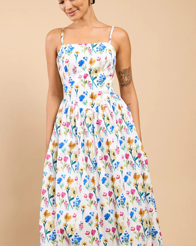Leonora Balloon Hem Midi Dress - Floral Multi