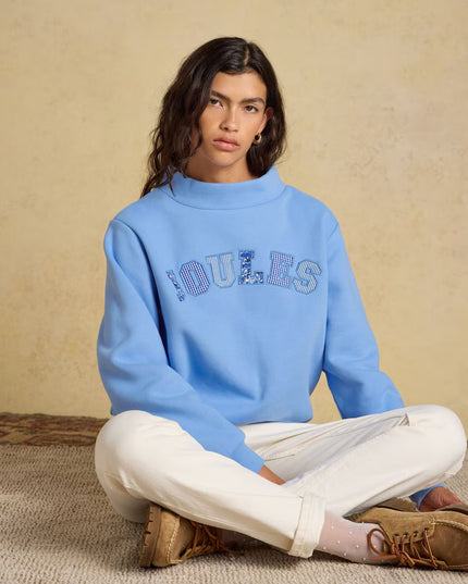 Joules Patchwork Wide Neck Sweatshirt - Blue