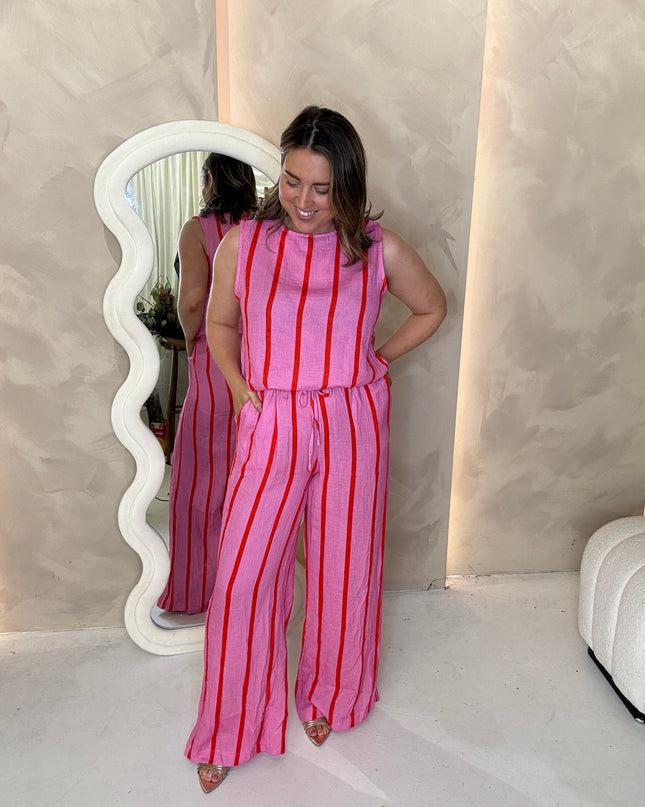 Stripe Co-Ord - Pink/Red