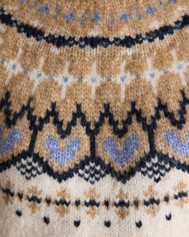 Charlie Fair Isle Knitted Jumper - Cream & Brown