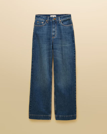 Joules High Rise Wide Leg Jean - Mid Blue