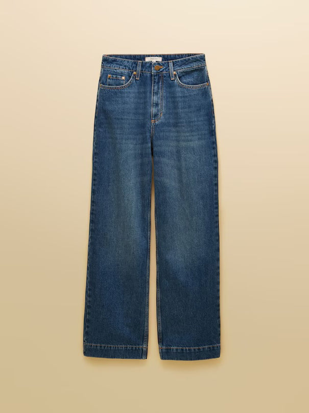 Joules High Rise Wide Leg Jean - Mid Blue
