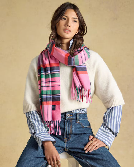 Joules Langtree Scarf - Pink & Green