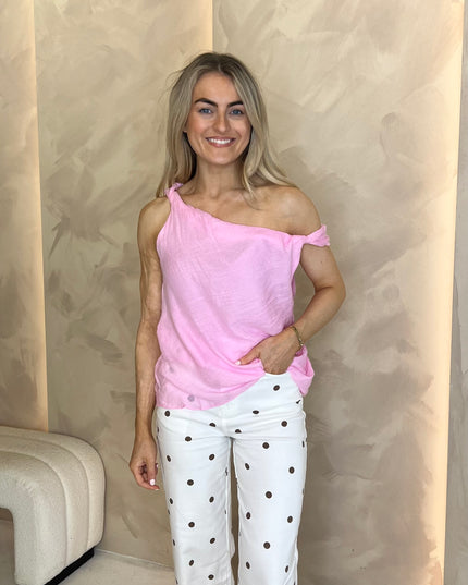 Asymmetric Drape Top - Pink