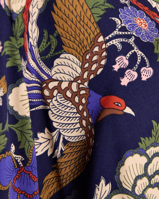 Alma Navy Hidcote Floral Woven Pyjama Set