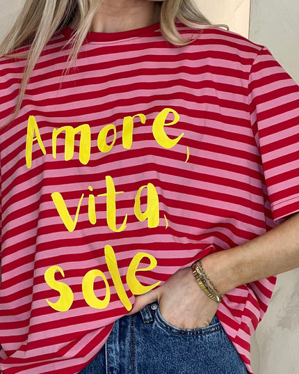 Stripe Amour T-Shirt - Pink/Red
