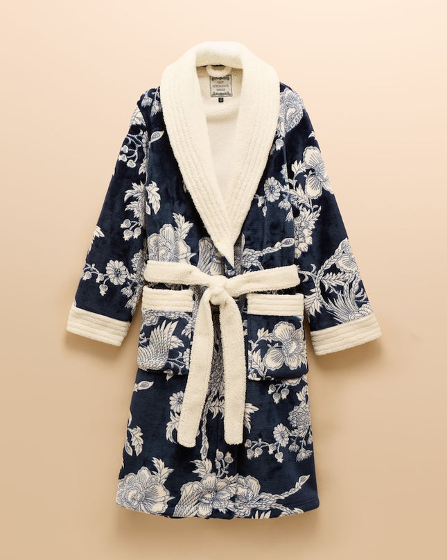 Joules Matilda Navy Flower Fleece Lined Dressin Gown