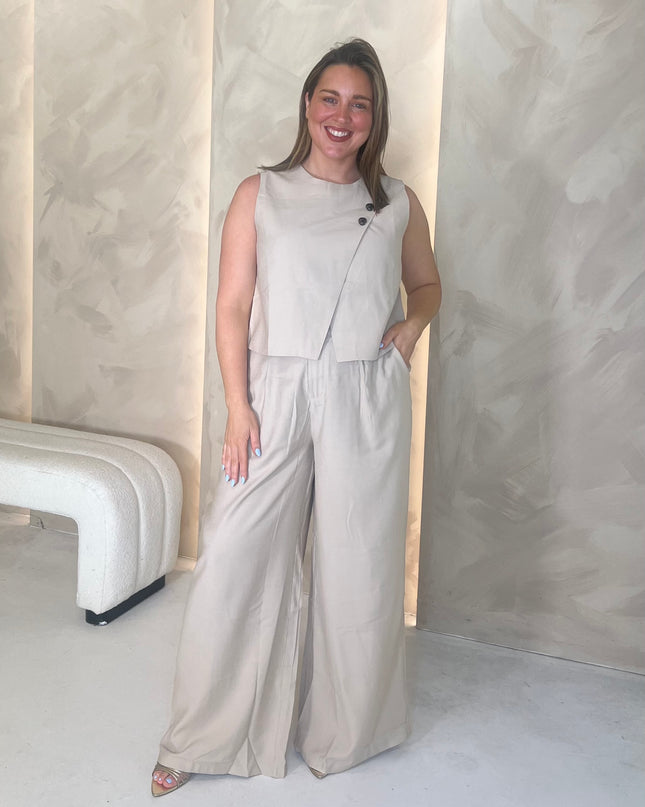 Waistcoat and Trouser Co-Ord - Beige