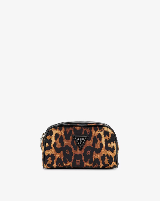 Guess Double Zip Pouch - Leopard