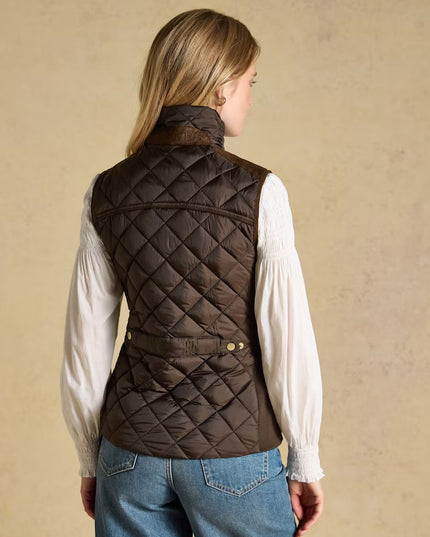 Joules Braemar Luxe Quilted Gilet - Chocolate Brown