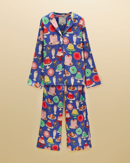 Bonnie Satin Long Sleeve Pyjama Set - Puddings Print