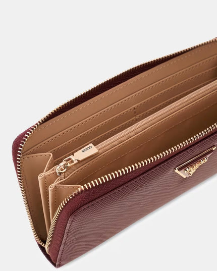 Guess Laurel II Large Zip Around Purse - Burgundy