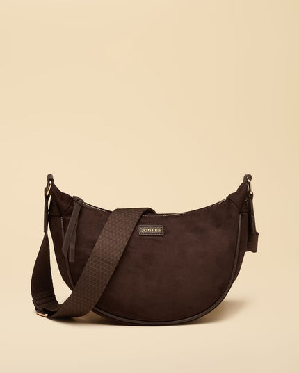Suedette Moon Cross Body Bag - Chocolate Brown