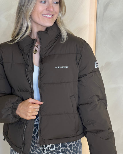 Guess Jeans Cropped Puffer - Brown