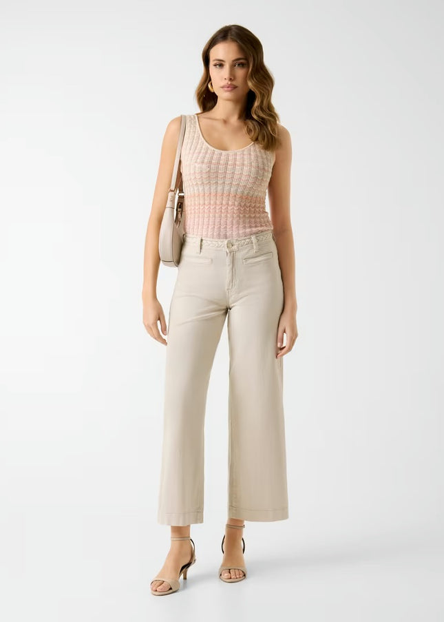 Guess Zoya Braided Crop Leg Jeans - Cream