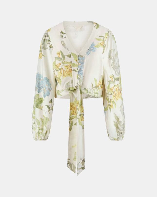 Guess Shirley Linen Top - Green Multi