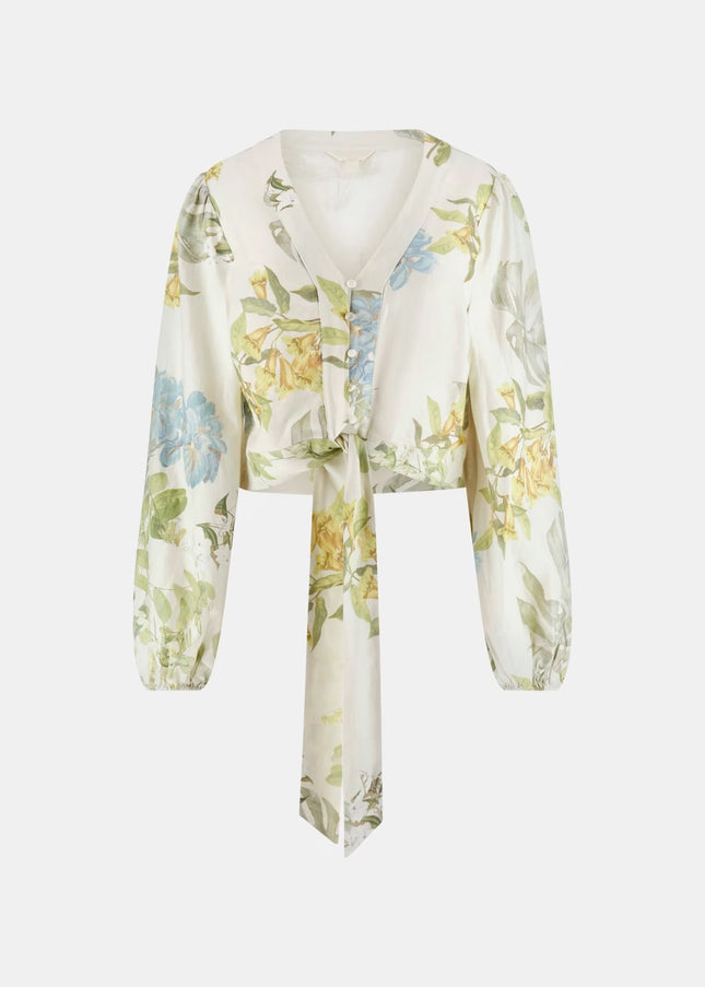 Guess Shirley Linen Top - Green Multi