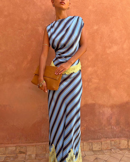 Stripe Maeva Skirt - Blue Stripe