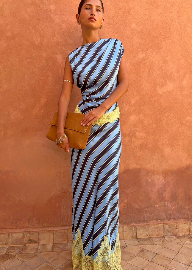 Stripe Maeva Skirt - Blue Stripe