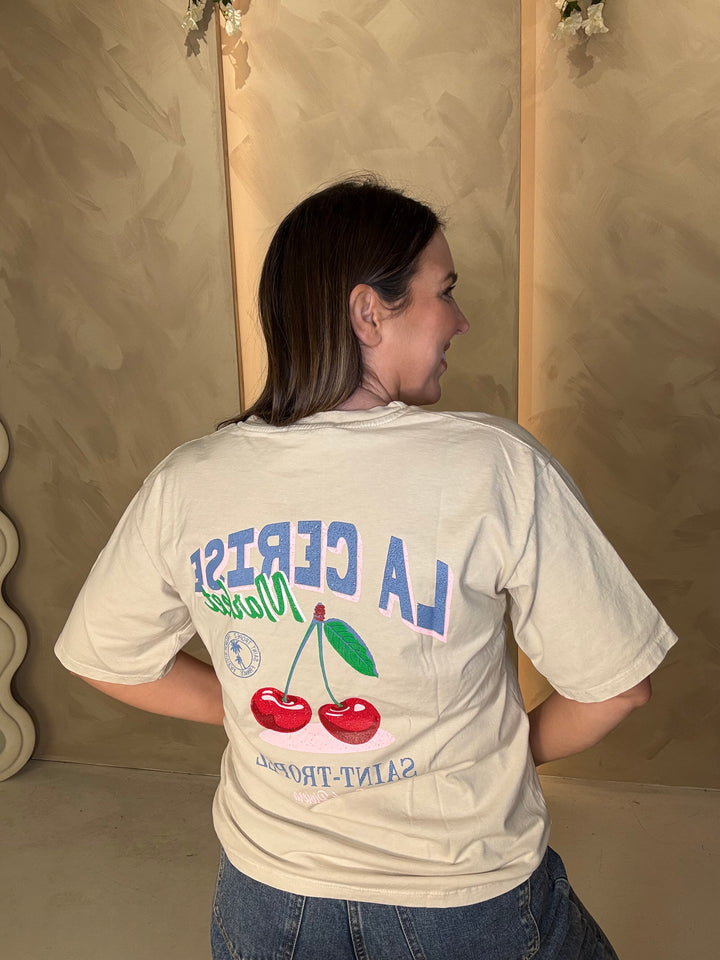 Cherry Graphic T-Shirt - Taupe