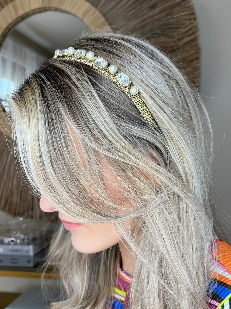 Amelia Rhinestone Hairband - Silver