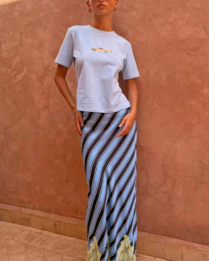 Stripe Maeva Skirt - Blue Stripe