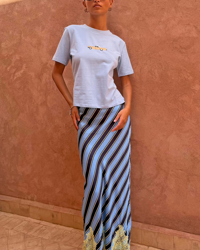Stripe Maeva Skirt - Blue Stripe
