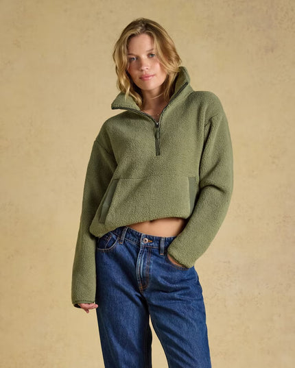Joules Tilly Quarter Zip Fleece - Olive