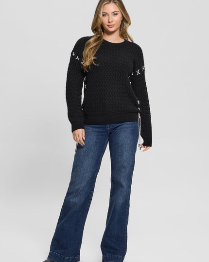Guess Elliss Rhinestone Wool-Blend Chain Sweater