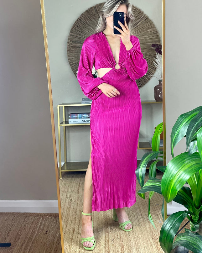 Sara Plisse Dress - Pink