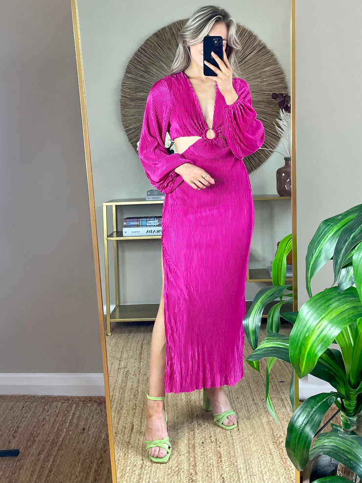 Sara Plisse Dress Pink Spoilt Belle Boutique Online