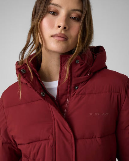 Guess Jeans Cropped Puffer Coat - Red