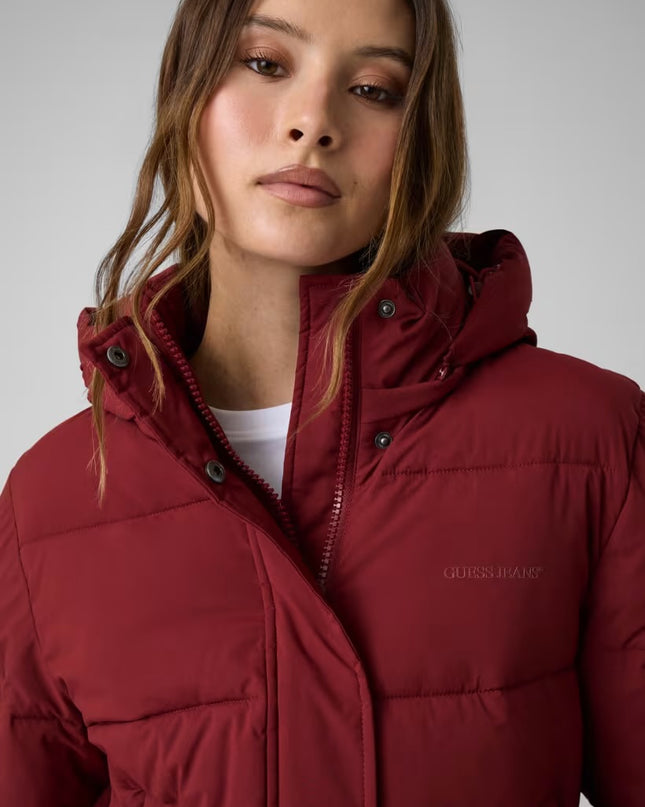 Guess Jeans Cropped Puffer Coat - Red