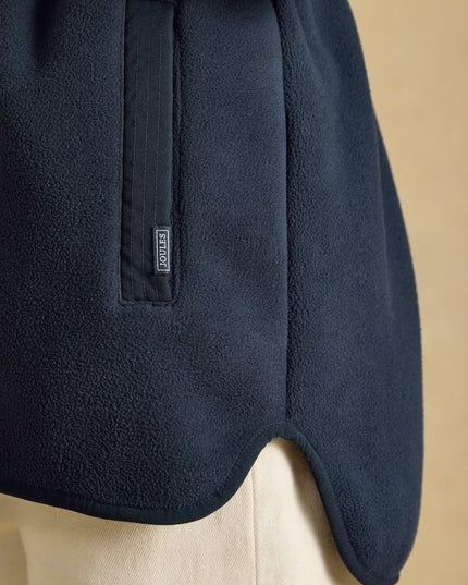 Longline Fleece Funnel Neck Full Zip Fleece Jacket - Navy