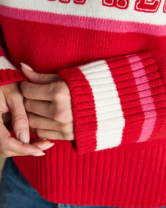 Here For The Apres Knitted Jumper - Red