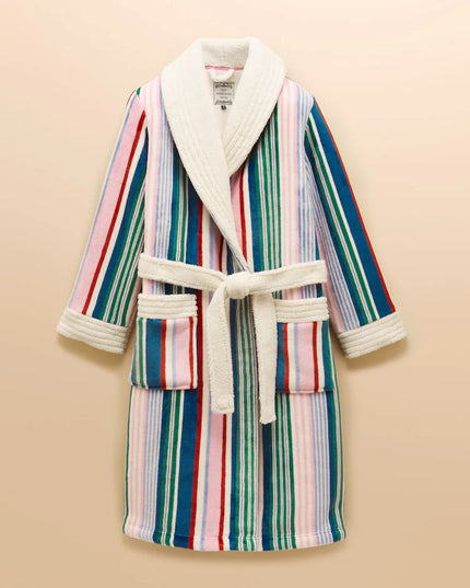 Matilda Fleece Lined Dressing Gown - Multi Stripe