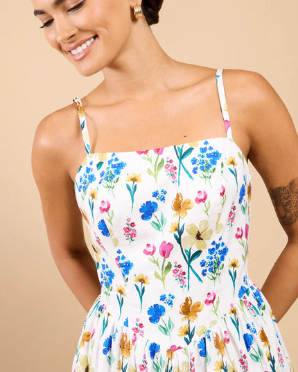 Leonora Balloon Hem Midi Dress - Floral Multi