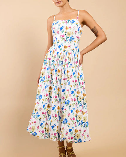 Leonora Balloon Hem Midi Dress - Floral Multi