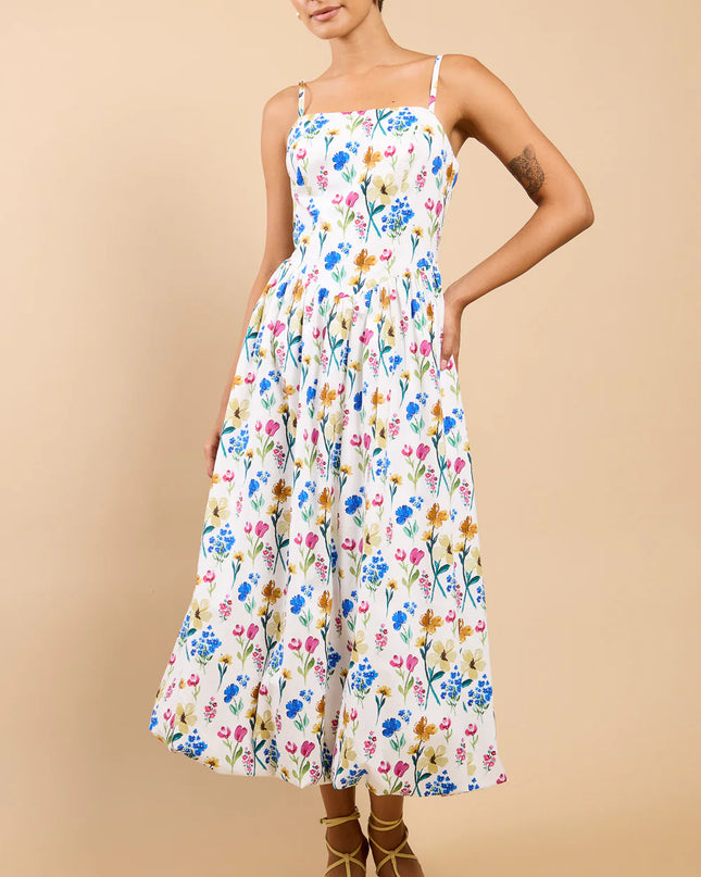 Leonora Balloon Hem Midi Dress - Floral Multi