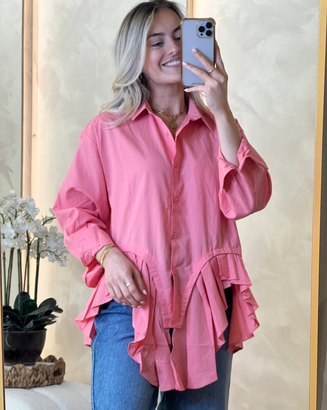 Button Up Frill Shirt - Pink