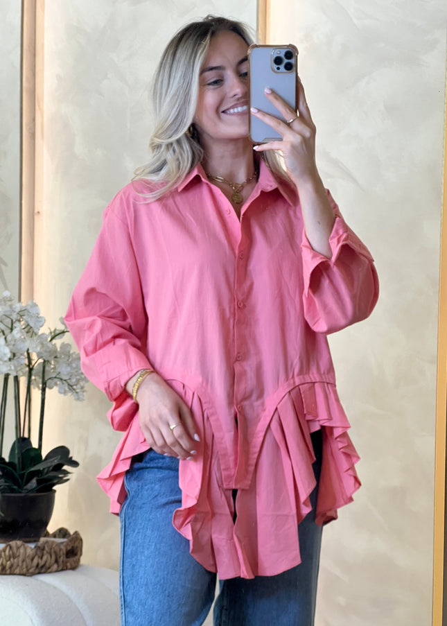 Button Up Frill Shirt - Pink